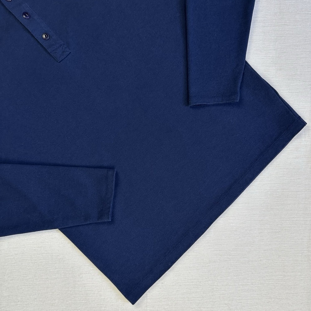 Taylor Stitch Shirt Mens 40 Medium Heavy Bag Henley Navy Blue 3 Button Casual - Picture 3 of 7